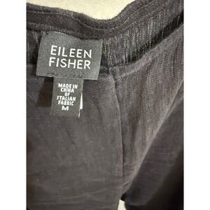 Eileen Fisher Black Italian Fabric Wide Leg Relaxed Trousers Pants Womens Medium